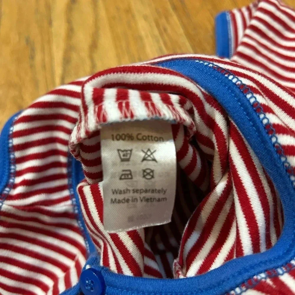 Albetta Vintage Elephant and Mouse Striped Romper 6-12 months - Picture 8 of 8